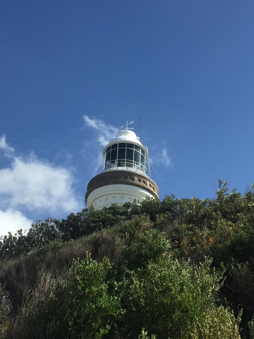 View of Nora Light house from the rocks below